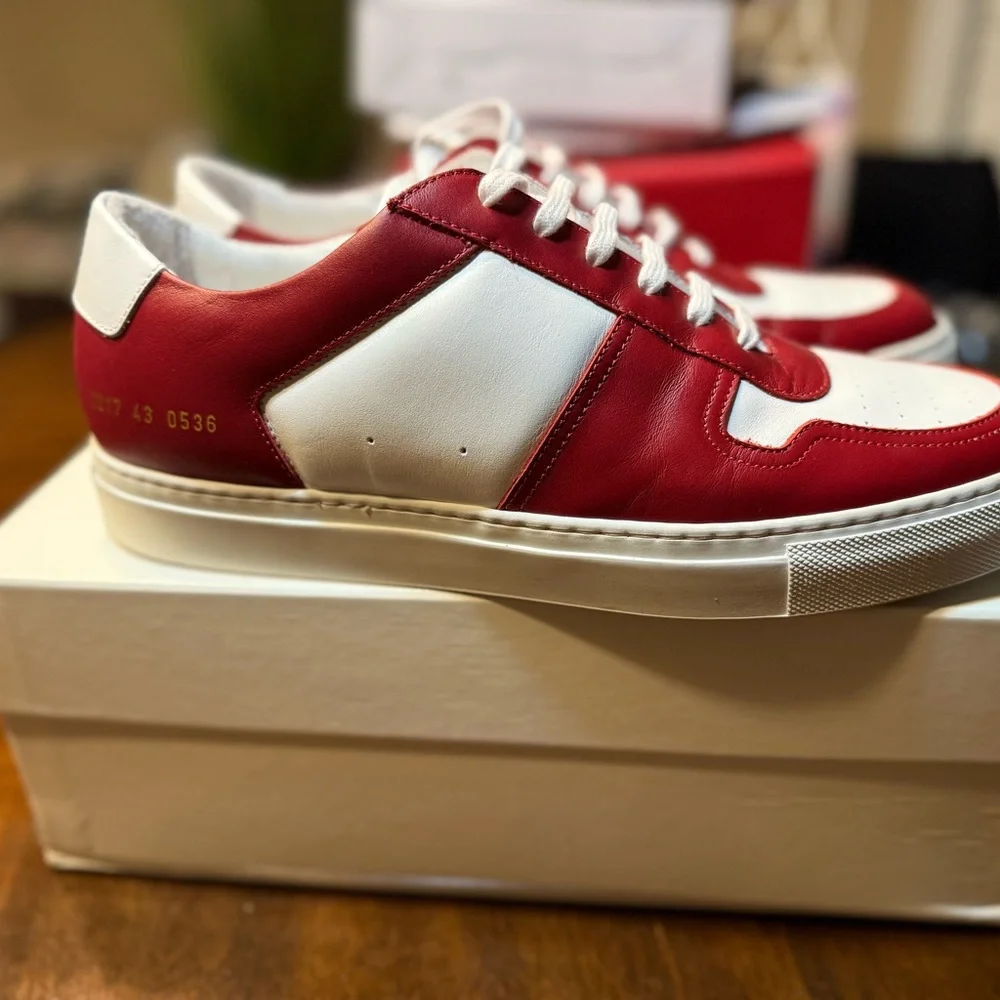 Common Projects Red and White Sneakers - Picture 2 of 9